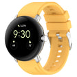 For Google Pixel Watch Metal Connector + Solid Color Silicone Watch Band(Yellow) - free shipping - PMC TechLife - Order now!