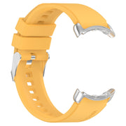 For Google Pixel Watch Metal Connector + Solid Color Silicone Watch Band(Yellow)