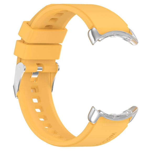 For Google Pixel Watch Metal Connector + Solid Color Silicone Watch Band(Yellow)