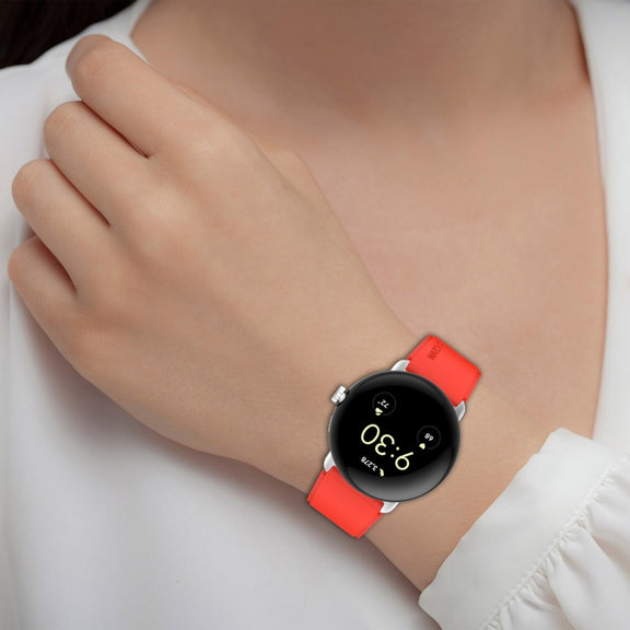 For Google Pixel Watch Metal Connector + Solid Color Silicone Watch Band(Yellow)