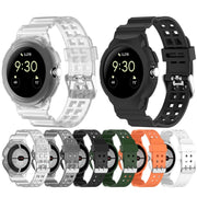 For Google Pixel Watch Integrated Fully Enclosed Silicone Watch Band(Black)