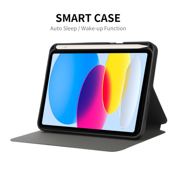For iPad 2025 / 2022 ENKAY TPU Back Cover Smart Leather Tablet Case with Pen Slot & Holder(Pink)
