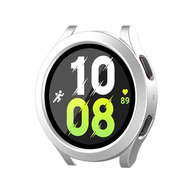 For Samsung Galaxy Watch4/5 40mm ENKAY Hat-Prince Water-resistant Full Coverage PC Frame + 9H Tempered Glass Case(Matte Silver)