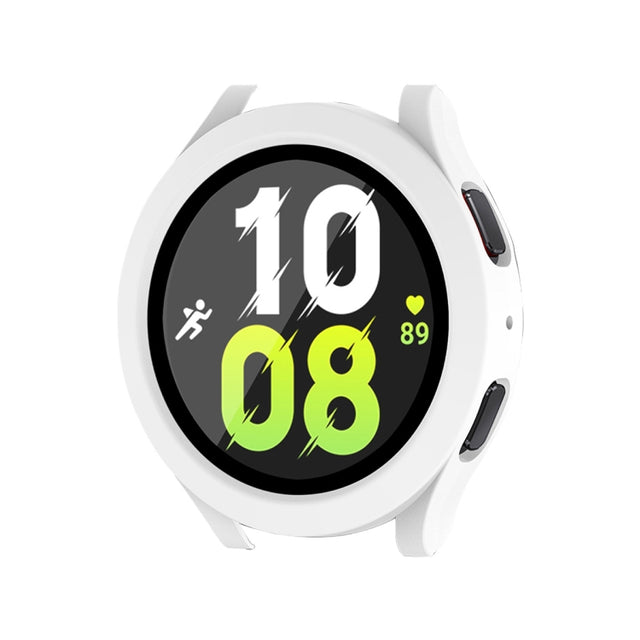 For Samsung Galaxy Watch4/5 44mm ENKAY Hat-Prince Water-resistant Full Coverage PC Frame + 9H Tempered Glass Case(White) - Watch Cases by ENKAY