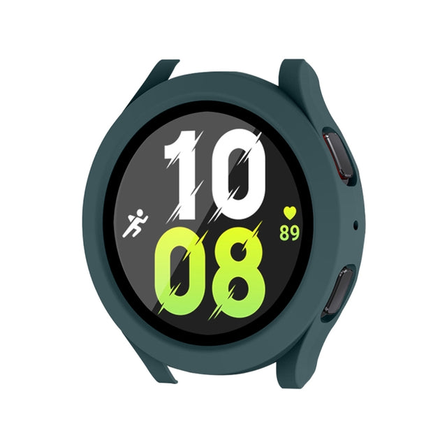 For Samsung Galaxy Watch4/5 44mm ENKAY Hat-Prince Water-resistant Full Coverage PC Frame + 9H Tempered Glass Case(Dark Green)