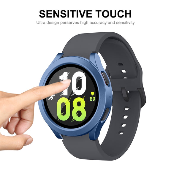 For Samsung Galaxy Watch4/5 44mm ENKAY Hat-Prince Water-resistant Full Coverage PC Frame + 9H Tempered Glass Case(Dark Blue)