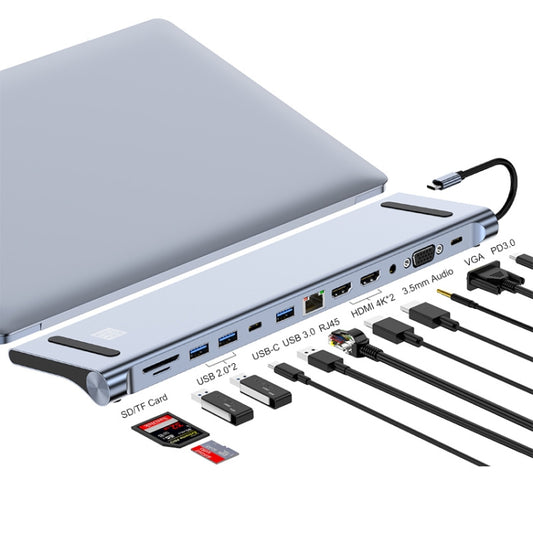 JUNSUNMAY 12 in 1 Multifunctional USB C Hub Docking Station Adapter SD/TF Card Reader - free shipping - PMC Jewellery - Order now!