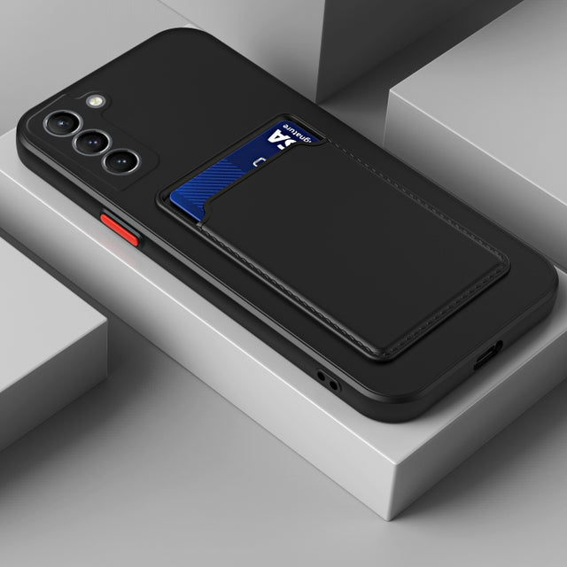 For Samsung Galaxy A54 5G Skin Feel Card TPU Contrast Color Button Phone Case(Black)