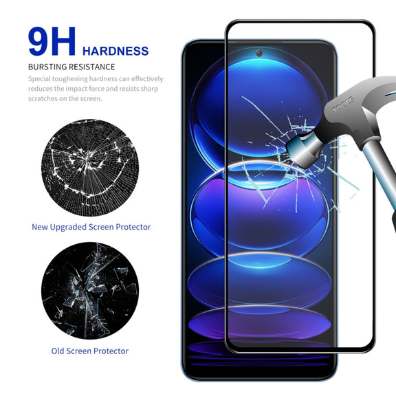 For Xiaomi Redmi Note 12 China 10pcs ENKAY Full Glue 0.26mm 9H 2.5D Tempered Glass Full Film