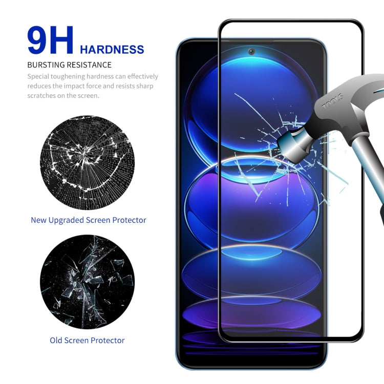 For Xiaomi Redmi Note 12 China 10pcs ENKAY Full Glue 0.26mm 9H 2.5D Tempered Glass Full Film