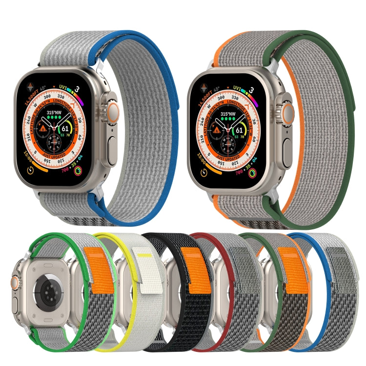 Double Color Nylon Hook and Loop Fastener Watch Band For Apple Watch Ultra 49mm(Orange+Army green) - free shipping - PMC TechLife - Order now!