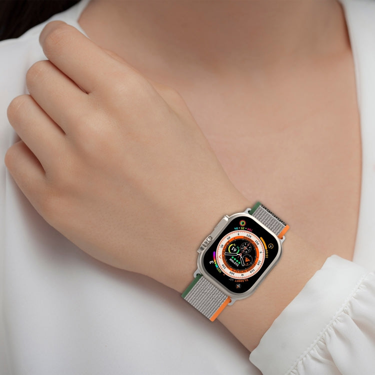 Double Color Nylon Hook and Loop Fastener Watch Band For Apple Watch Ultra 49mm(Green+Dark Green) - free shipping - PMC TechLife - Order now!