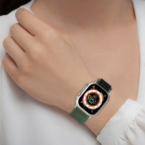 Double Color Nylon Watch Band For Apple Watch Ultra 49mm(Green+Black)