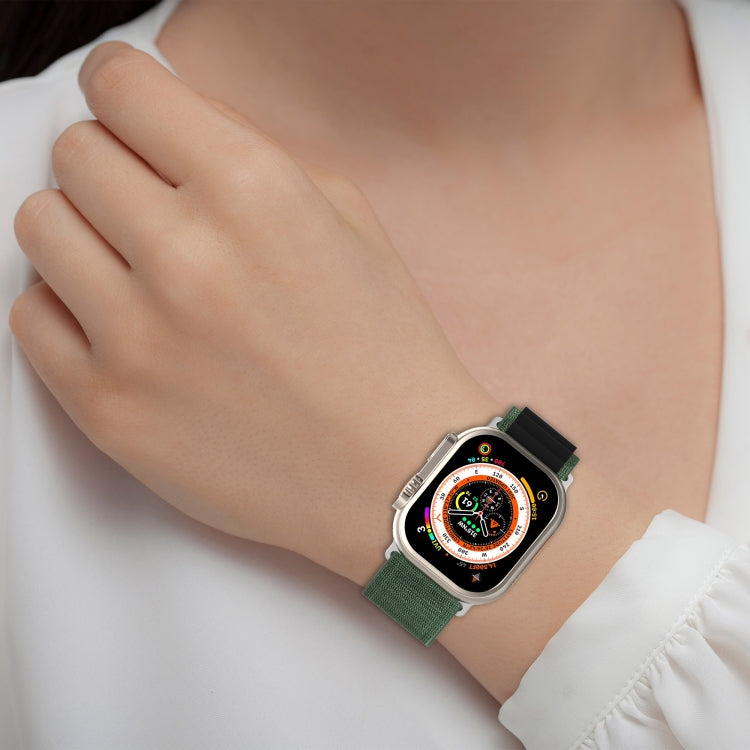 Double Color Nylon Watch Band For Apple Watch Ultra 49mm(Green+Black)