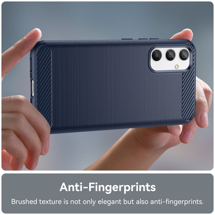 For Samsung Galaxy A34 5G Brushed Texture Carbon Fiber TPU Phone Case(Blue)