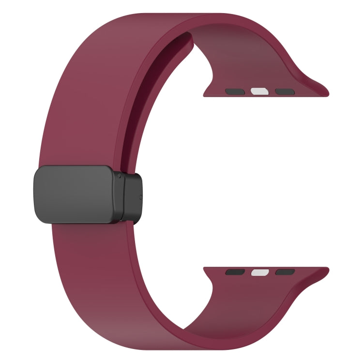 Magnetic Black Buckle Smooth Silicone Watch Band For Apple Watch Ultra 49mm(Burgundy) - free shipping - PMC TechLife - Order now!