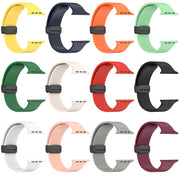 Magnetic Black Buckle Smooth Silicone Watch Band For Apple Watch Ultra 49mm(Black)