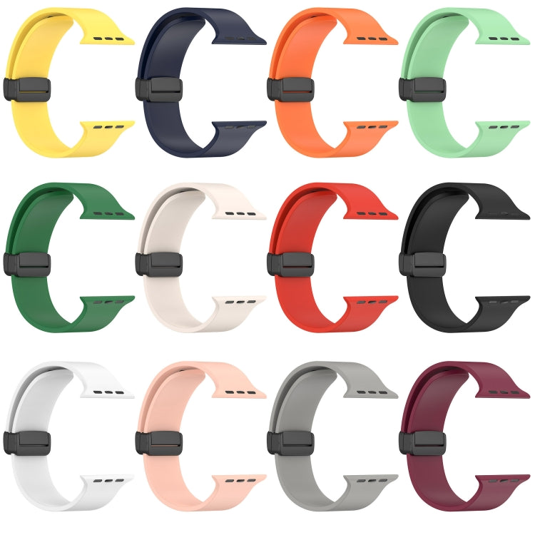 Magnetic Black Buckle Smooth Silicone Watch Band For Apple Watch Ultra 49mm(Black)