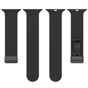 Magnetic Black Buckle Smooth Silicone Watch Band For Apple Watch Ultra 49mm(Black)