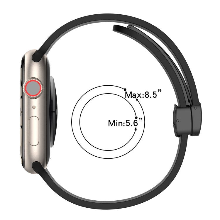 Magnetic Black Buckle Smooth Silicone Watch Band For Apple Watch Ultra 49mm(Black)