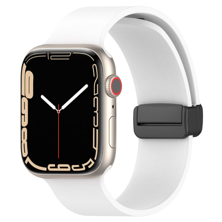 Magnetic Black Buckle Smooth Silicone Watch Band For Apple Watch Series 8&7 45mm / SE 2&6&SE&5&4 44mm / 3&2&1 42mm(White) - free shipping - PMC TechLife - Order now!