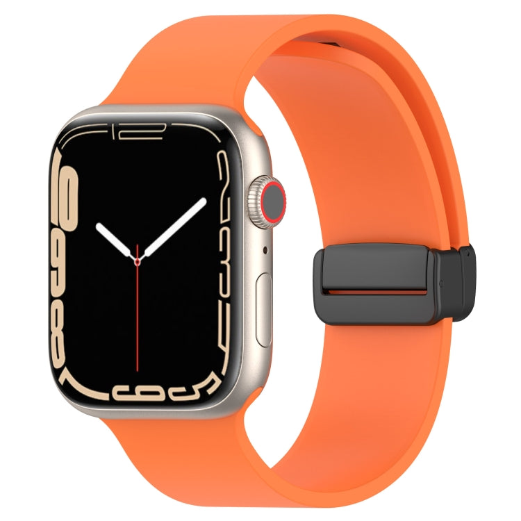 Magnetic Black Buckle Smooth Silicone Watch Band For Apple Watch Series 8&7 45mm / SE 2&6&SE&5&4 44mm / 3&2&1 42mm(Orange) - free shipping - PMC TechLife - Order now!