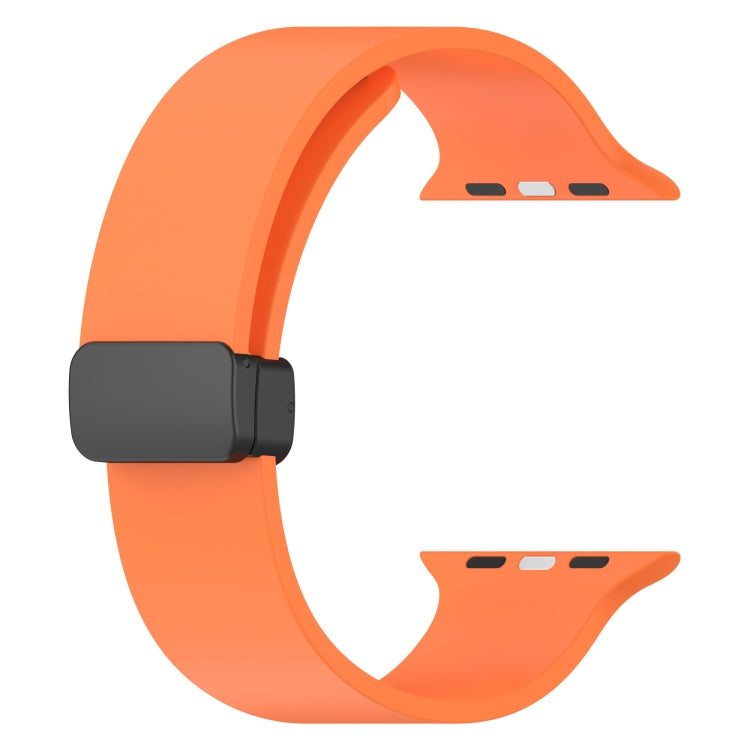 Magnetic Black Buckle Smooth Silicone Watch Band For Apple Watch Series 8&7 45mm / SE 2&6&SE&5&4 44mm / 3&2&1 42mm(Orange) - free shipping - PMC TechLife - Order now!