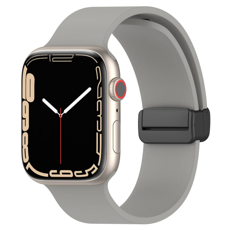 Magnetic Black Buckle Smooth Silicone Watch Band For Apple Watch Series 8&7 45mm / SE 2&6&SE&5&4 44mm / 3&2&1 42mm(Grey) - free shipping - PMC TechLife - Order now!