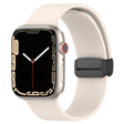 Magnetic Black Buckle Smooth Silicone Watch Band For Apple Watch Series 8&7 45mm / SE 2&6&SE&5&4 44mm / 3&2&1 42mm(Starlight Color)