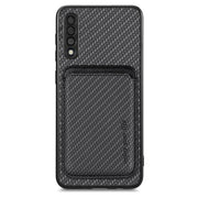 For Samsung Galaxy A50 Carbon Fiber Leather Card Magsafe Case(Black)