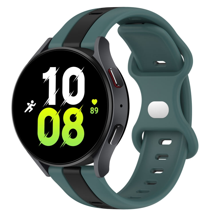 For Samsung Galaxy Watch5 44mm 20mm Butterfly Buckle Two-Color Silicone Watch Band(Green+Black) - free shipping - PMC TechLife - Order now!