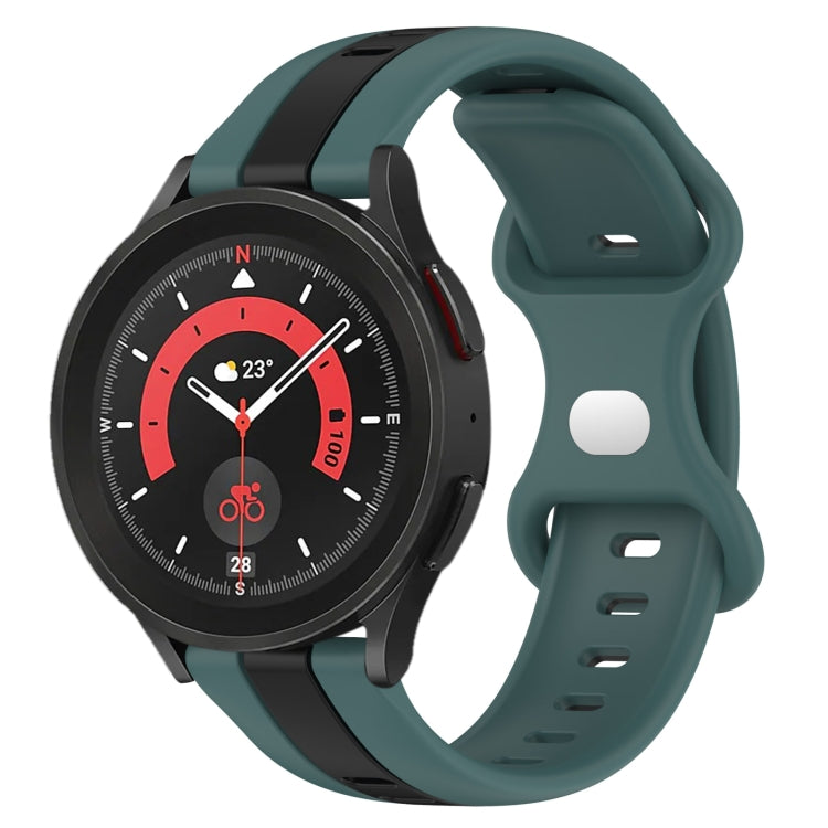 For Samsung Galaxy Watch5 Pro 45mm 20mm Butterfly Buckle Two-Color Silicone Watch Band(Green+Black) - free shipping - PMC TechLife - Order now!