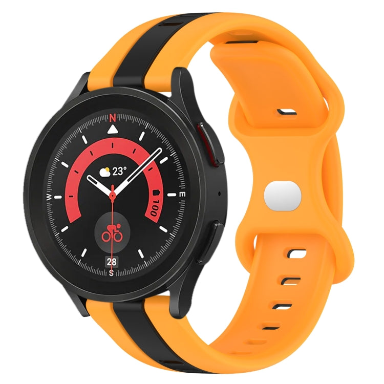 For Samsung Galaxy Watch5 Pro 45mm 20mm Butterfly Buckle Two-Color Silicone Watch Band(Black+Yellow) - free shipping - PMC TechLife - Order now!