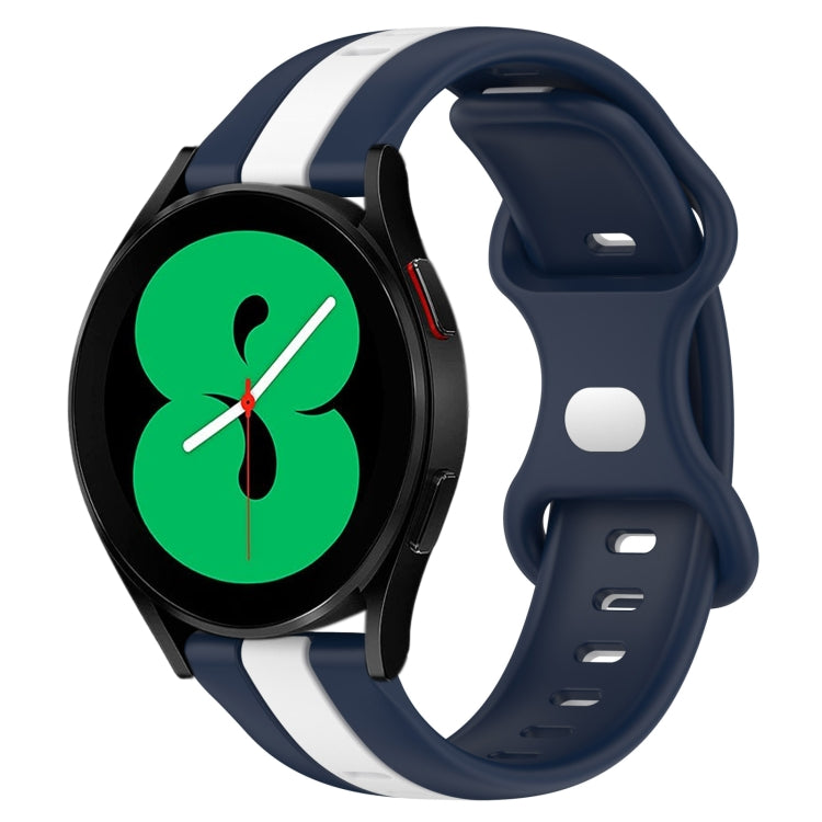 For Samsung Galaxy Watch4 44mm 20mm Butterfly Buckle Two-Color Silicone Watch Band(White+Blue) - free shipping - PMC TechLife - Order now!