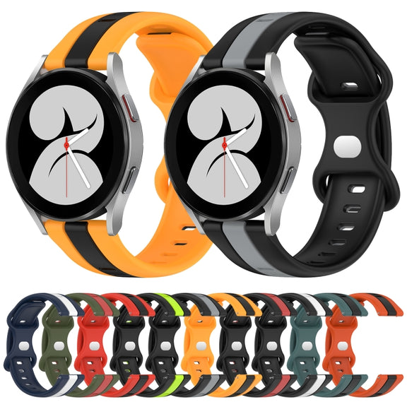 For Samsung Galaxy Watch4 40mm 20mm Butterfly Buckle Two-Color Silicone Watch Band(Red+Black)