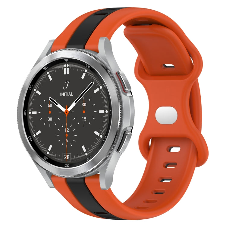 For Samsung  Galaxy Watch 4 Classic 46mm 20mm Butterfly Buckle Two-Color Silicone Watch Band(Orange+Black) - free shipping - PMC TechLife - Order now!