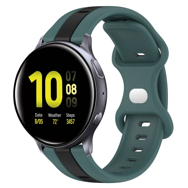 For Samsung Galaxy Watch Active 2 40mm 20mm Butterfly Buckle Two-Color Silicone Watch Band(Green+Black) - free shipping - PMC TechLife - Order now!