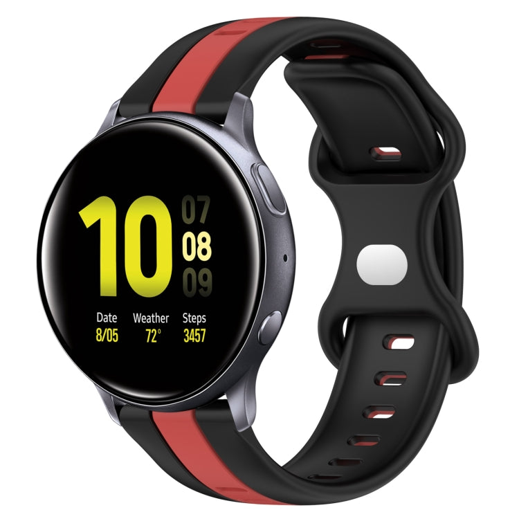 For Samsung Galaxy Watch Active 2 40mm 20mm Butterfly Buckle Two-Color Silicone Watch Band(Black+Red) - free shipping - PMC TechLife - Order now!