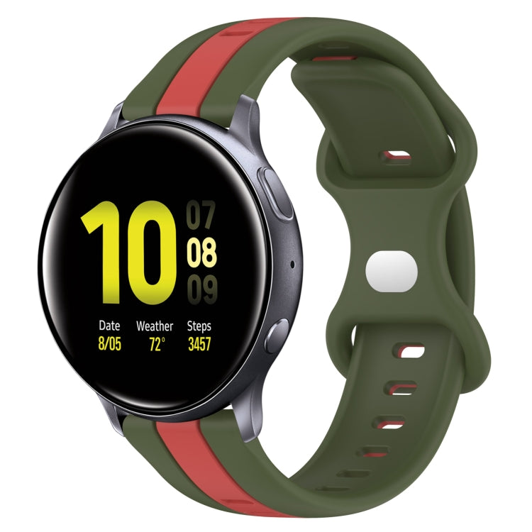 For Samsung Galaxy Watch Active 2 40mm 20mm Butterfly Buckle Two-Color Silicone Watch Band(Red+Army Green) - free shipping - PMC TechLife - Order now!
