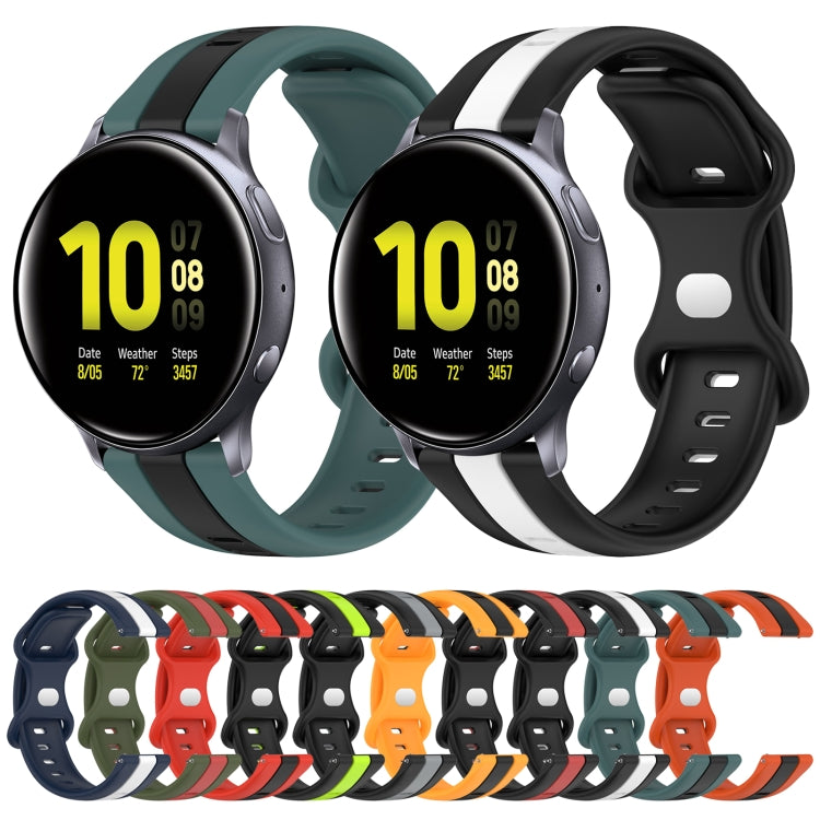 For Samsung Galaxy Watch Active 2 40mm 20mm Butterfly Buckle Two-Color Silicone Watch Band(White+Blue)