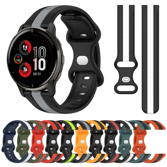 Compatible with Garmin Venu 2 Plus 20mm Butterfly Buckle Two-Color Silicone Watch Band(White+Blue)