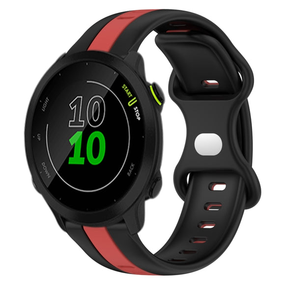 Compatible with Garmin Compatible witherunner 158 20mm Butterfly Buckle Two-Color Silicone Watch Band(Black+Red)