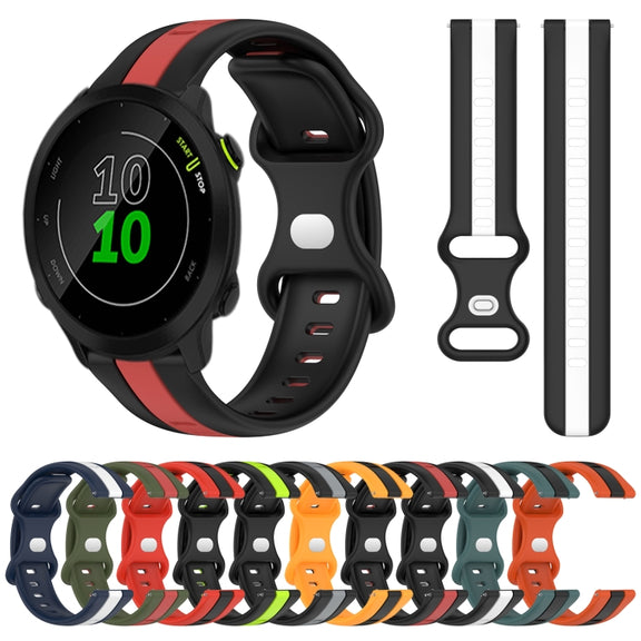 Compatible with Garmin Compatible witherunner 158 20mm Butterfly Buckle Two-Color Silicone Watch Band(Black+Red)