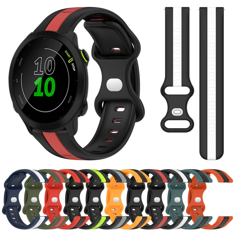 Compatible with Garmin Compatible witherunner 158 20mm Butterfly Buckle Two-Color Silicone Watch Band(Black+Red)