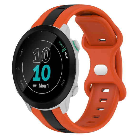 Compatible with Garmin Compatible witherunner 55 20mm Butterfly Buckle Two-Color Silicone Watch Band(Orange+Black)