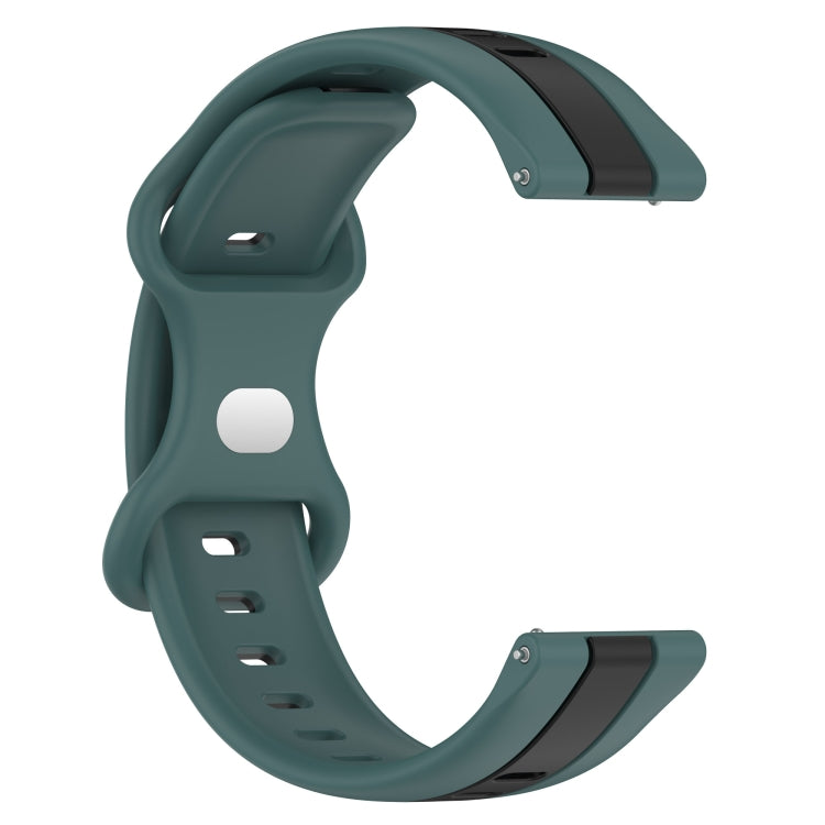 Compatible with Garmin Compatible witherunner 55 20mm Butterfly Buckle Two-Color Silicone Watch Band(Green+Black)