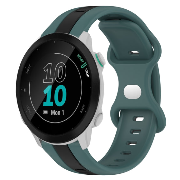 Compatible with Garmin Compatible witherunner 55 20mm Butterfly Buckle Two-Color Silicone Watch Band(Green+Black)