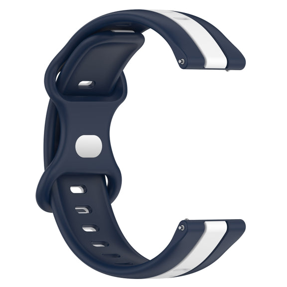 Compatible with Garmin Compatible witherunner 55 20mm Butterfly Buckle Two-Color Silicone Watch Band(White+Blue)