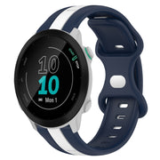 Compatible with Garmin Compatible witherunner 55 20mm Butterfly Buckle Two-Color Silicone Watch Band(White+Blue)