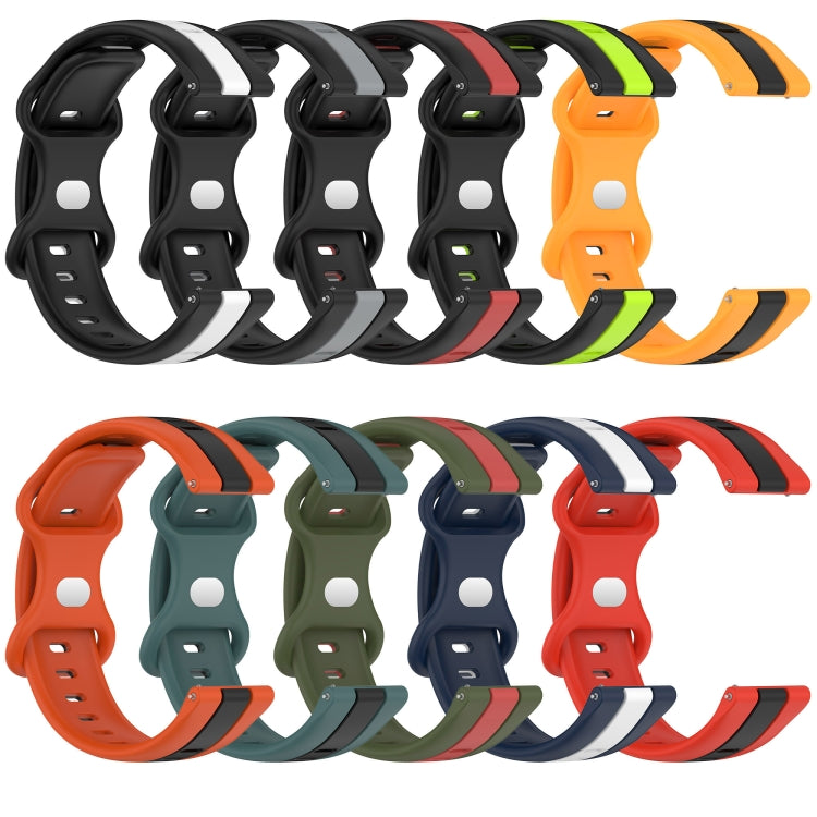 Compatible with Garmin Compatible witherunner 55 20mm Butterfly Buckle Two-Color Silicone Watch Band(White+Blue)